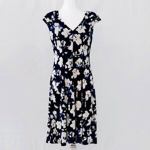 London Times Women’s A-Line Dress Navy, Floral Pattern Size: 6